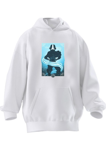 Unisex Premium Pamuk Beyaz Son Hava Bükücü Baskılı 3 Iplik Kapüşonlu Sweatshirt