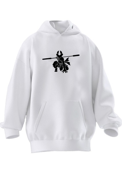 Unisex Premium Pamuk Beyaz Kızılderili Çocuk Baskılı 3 Iplik Kapüşonlu Sweatshirt