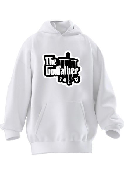 Unisex Premium Pamuk Beyaz The Good Father Yazı Baskılı 3 Iplik Kapüşonlu Sweatshirt