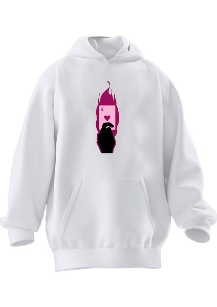 Unisex Premium Pamuk Beyaz Kupa As Baskılı 3 Iplik Kapüşonlu Sweatshirt