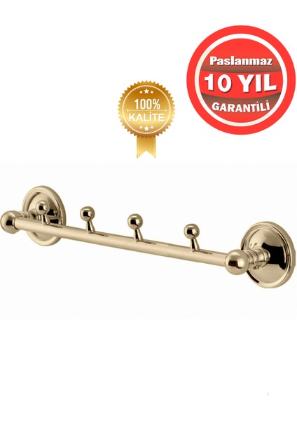 Paslanmaz Pirinç Bella 4'lü Set Askılık Altın Gold