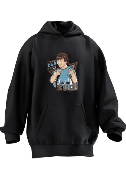 Unisex Premium Pamuk Siyah Tad Sua Baskılı 3 Iplik Kapüşonlu Sweatshirt