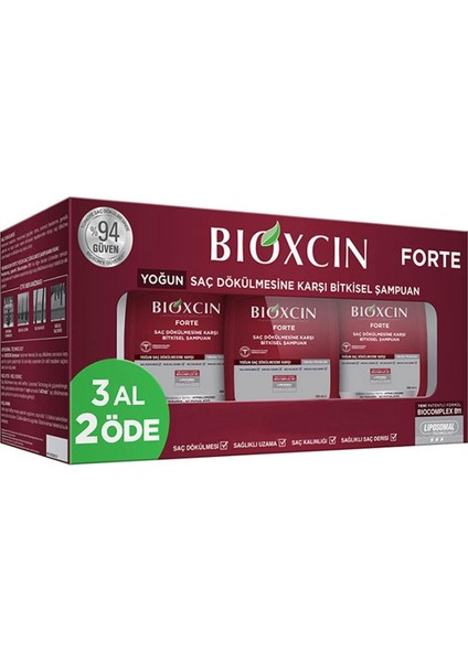 Forte Yoğun Dökülme Karşıtı Şampuan (Tüm Saç Tipleri Için) 3X300 ml Tüm Saç Tipleri Için Bakım ve Dökülme Karşıtı Şampuan.