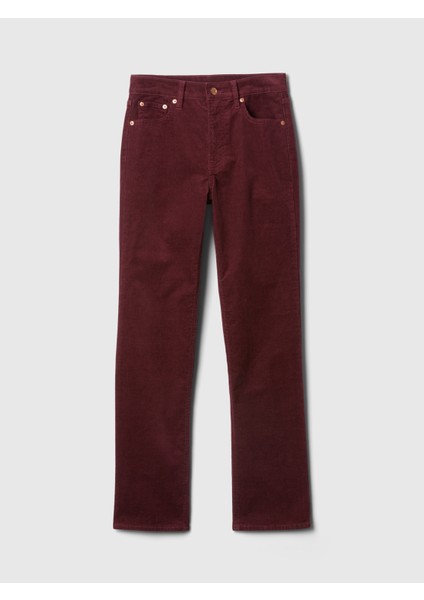 Kadın Bordo High Rise Corduroy '90S Straight Pantolon