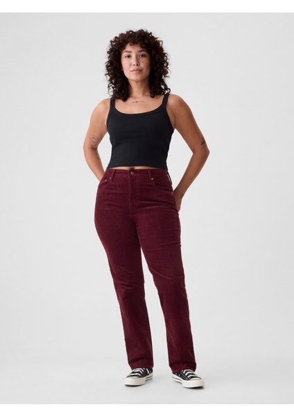 Kadın Bordo High Rise Corduroy '90S Straight Pantolon