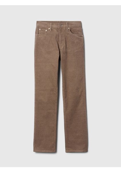 Kadın Kahverengi High Rise Corduroy '90S Straight Pantolon