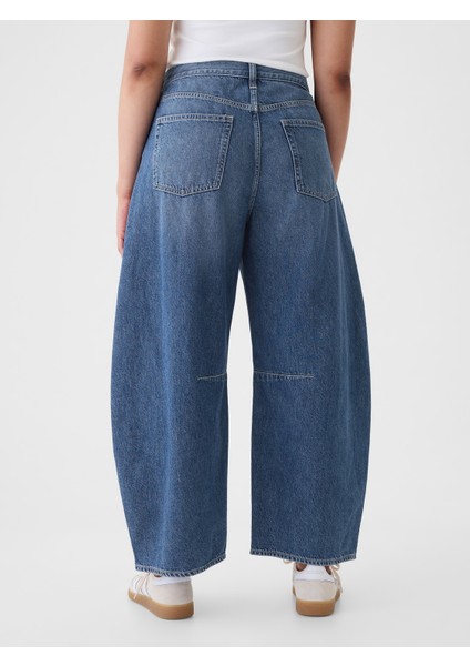 Kadın Koyu Mavi High Rise Horseshoe Jean Pantolon modelleri