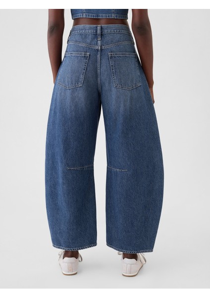 Kadın Koyu Mavi High Rise Horseshoe Jean Pantolon indirimleri