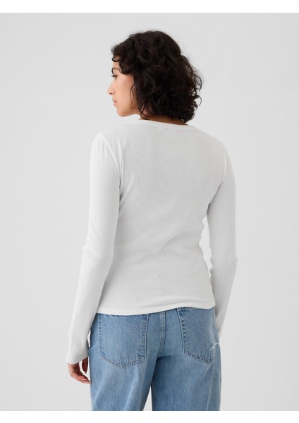 Kadın Beyaz Brannan Bear Işlemeli Fitilli T-Shirt modelleri