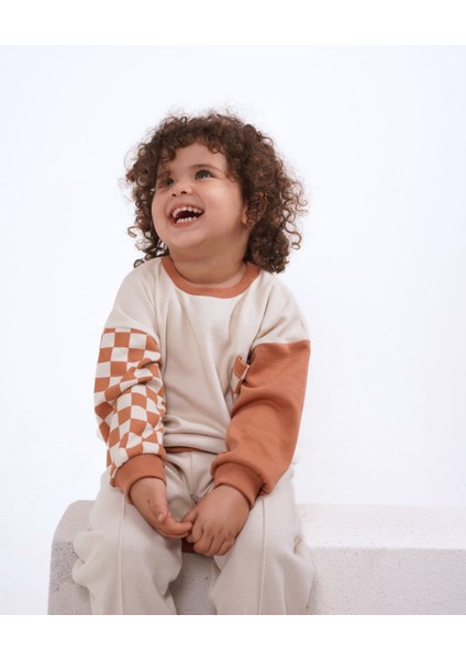 Babybek Premium Unisex Eşofman Takımı - Kiremit Dama modelleri