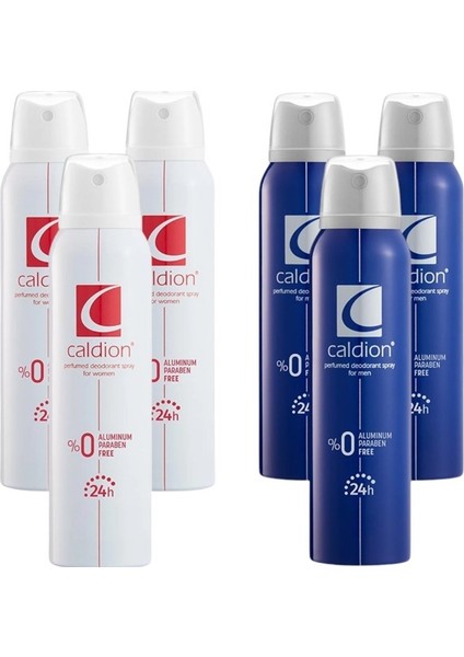 Erkek Deodorant 150 ml x 3 Adet + Caldion Kadın Deodorant 150 ml x 3 Adet