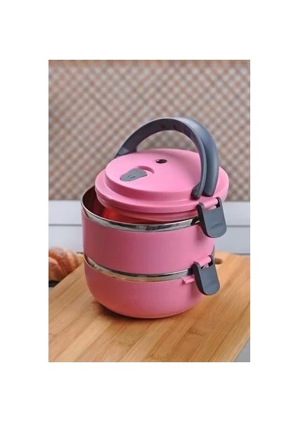 Sefer Tası Yemek Termosu Saklama Kabı Termosu 2li - Çelik Pembe fırsatları