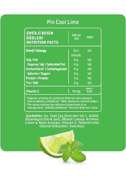 Cool Lime Şekersiz & Kalorisiz 250 ml x 6 Adet