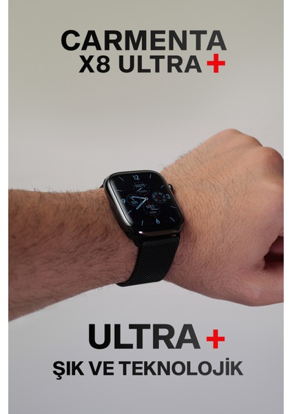 X8 Ultra Plus Akıllı Saat - 2 Inç, Tansiyon, Oksijen, Ateş, Nabız Ölçen Saat - Ios ve Android Uyumlu