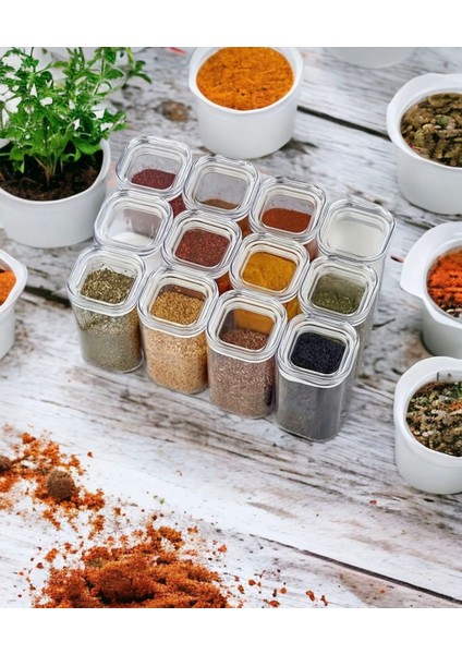 12 adet 300 ml, Baharat Saklama Kabı Seti