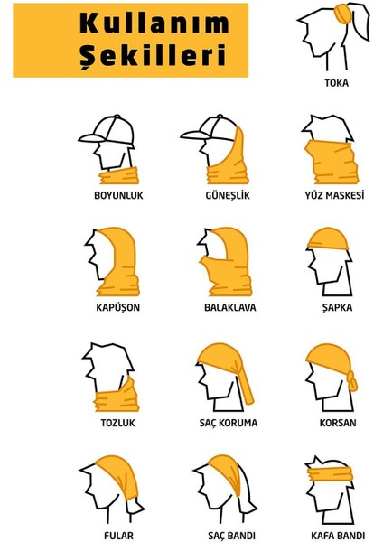 Çok Fonksiyonlu Maskeli Bandana