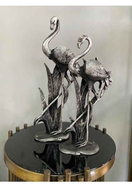 Flamingo Biblo 2 Li Dekoratif Yapraklı Heykel Obje