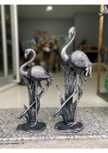 Flamingo Biblo 2 Li Dekoratif Yapraklı Heykel Obje