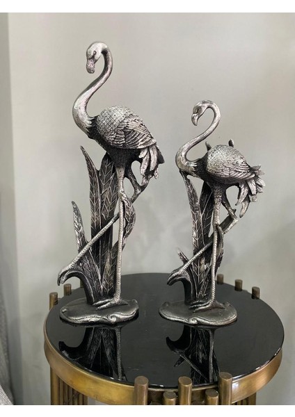 Flamingo Biblo 2 Li Dekoratif Yapraklı Heykel Obje