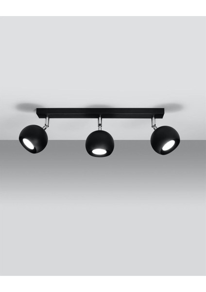 Retro Siyah 180 Derece Hareketli Modern Spor 3 Lü LED Spot Avize Beyaz Ampullü