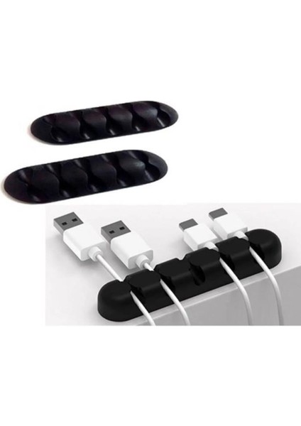 3 Lü 5 Kanallı Kablo Fiş Tutucu Düzenleyici Yapışkanlı Masa Şarj USB Kablosu Tutucu Toparlayıcı