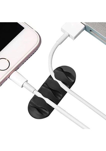 3 Lü 5 Kanallı Kablo Fiş Tutucu Düzenleyici Yapışkanlı Masa Şarj USB Kablosu Tutucu Toparlayıcı
