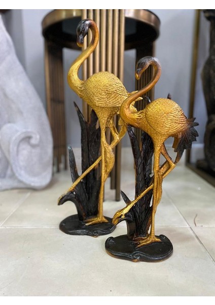 Flamingo Biblo 2 Li Dekoratif Yapraklı Heykel Obje fırsatları