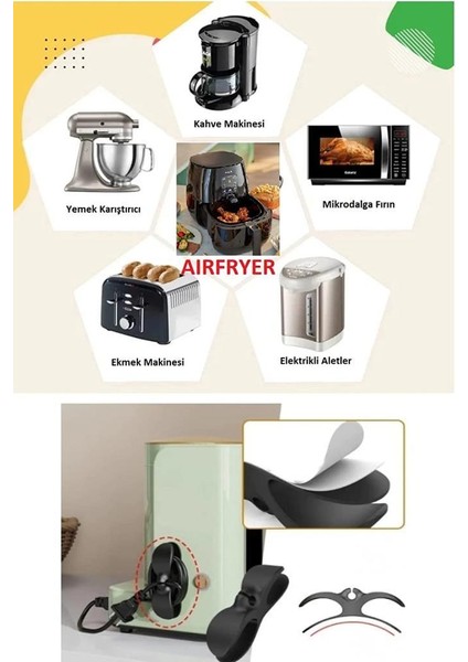 2 Li Yapışkanlı Duvar Kablo Sabitleyici Düzenleyici Airfryer Kahve Tost Makinesi Fiş Tutucu Toparlayıcı