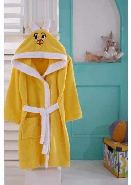 Tiny Tavşan Kulaklı Kapüşonlu Kız Erkek Çocuk Bornozu