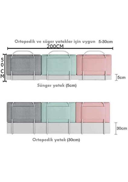 300 cm Serenty Plus Yatak Bariyeri Bebek ve Çocuk Korkuluğu Güvenlik Bariyeri Pembe