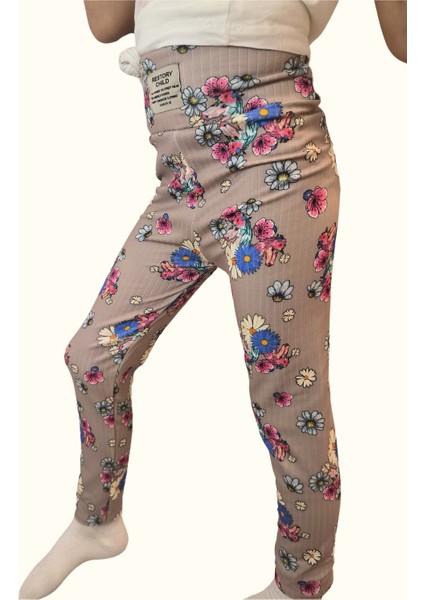 Kız Çocuk Esnek Şardonlu Fitilli Çiçek Desenli Tayt fiyatları