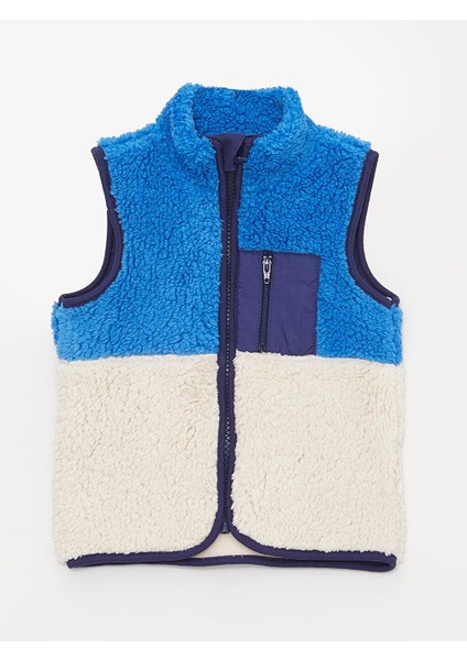 Dik Yaka Renk Bloklu Polar Erkek Bebek Yelek