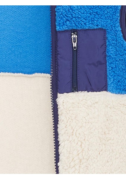 Dik Yaka Renk Bloklu Polar Erkek Bebek Yelek modelleri