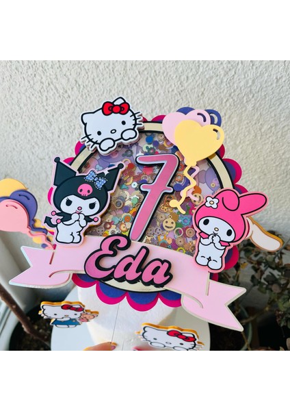 Anime Karakterleri Kuromi Temalı Kız Çocuk Doğum Günü İsme Özel Kişiselleştirilebilir 3D Pasta Süsü (20X19CM) indirimleri