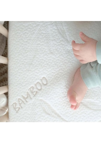 Bambu Ortopedik Bebek Yatağı Oyun Parkı Yatağı Mobilya-Ahşap Beşik Oyun Park Yatak 10CM