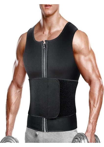 Erkek Kadın Vücut Şekillendirici Sauna Yeleği Kemerli Toparlayıcı Korse Üst Karınzayıflama Shapewear Yağyakma Spor Yeleği