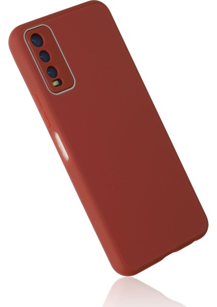 Vivo Y20 Kılıf Glass Kapak - Bordo 13