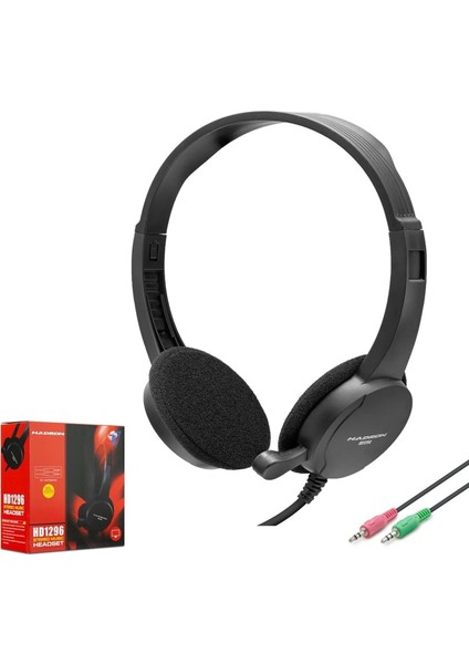 HD-1296 Kablolu Pc Kulak Üstü Kulaklık 3.5mm Jack Mikrofonlu