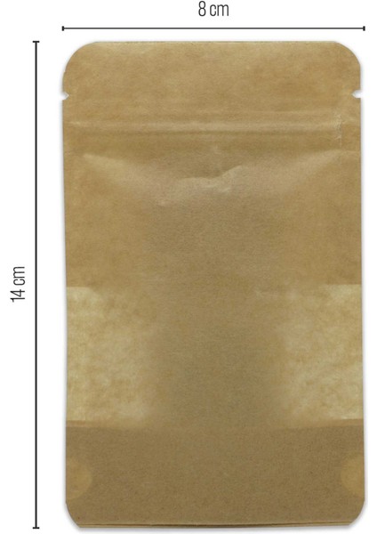 8.5*14.5*5 Kraft Pencereli Kilitli Doypack 50 Adet