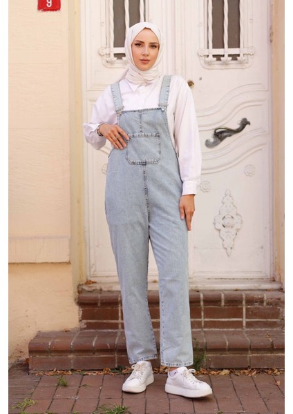 Kadın Askılı Denim Kot Tulum -PMK337 fiyatları