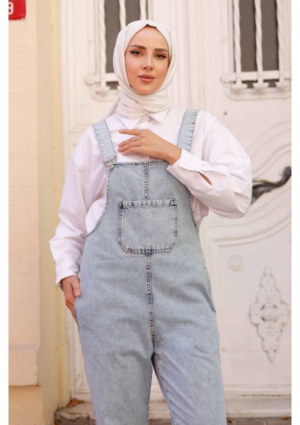 Kadın Askılı Denim Kot Tulum -PMK337 modelleri