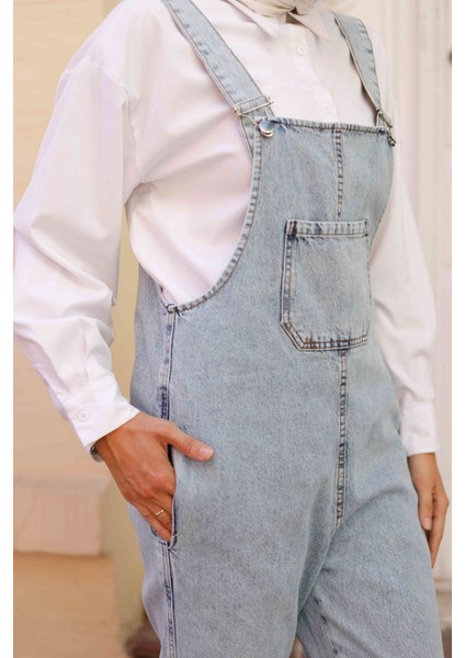 Kadın Askılı Denim Kot Tulum -PMK337 indirimleri