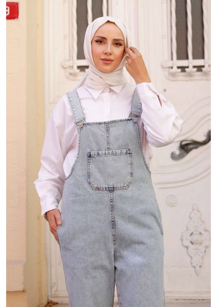 Kadın Askılı Denim Kot Tulum -PMK337 fırsatları