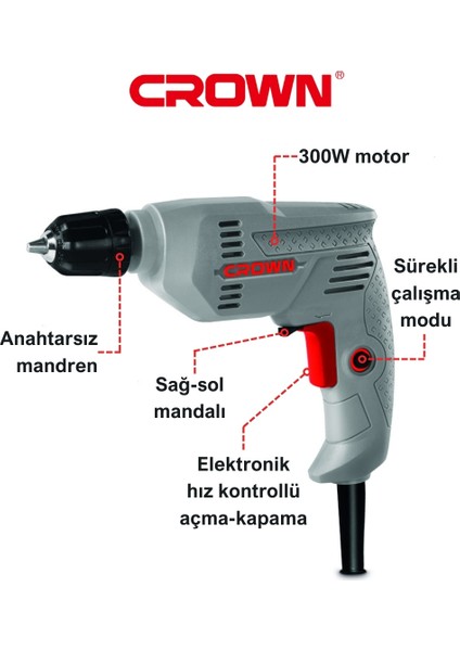 Devir Ayarlı Darbesiz Matkap 300W CT10125C | Bakır Sargılı, Anahtarsız Mandrenli ve Elektronik Hız Kontrollü Ekonomik Matkap modelleri