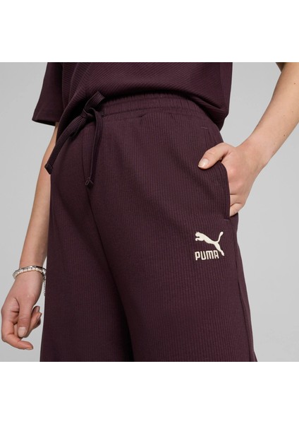 Kadın Siyah Puma Classıcs Ribbed Relaxed Pant Siyah Kadın Eşofman Altı