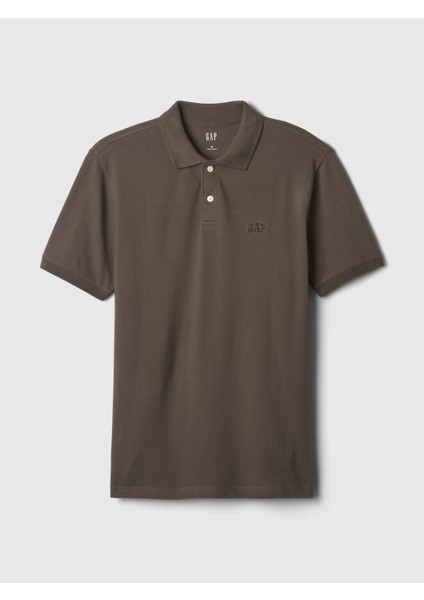 Erkek Kahverengi Gap Logo Piqué Polo Yaka T-Shirt