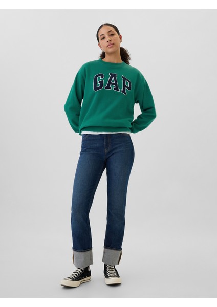 Kadın Koyu Yeşil Gap Logo Bisiklet Yaka Fleece Sweatshirt