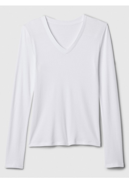 Kadın Beyaz V Yaka T-Shirt fiyatları