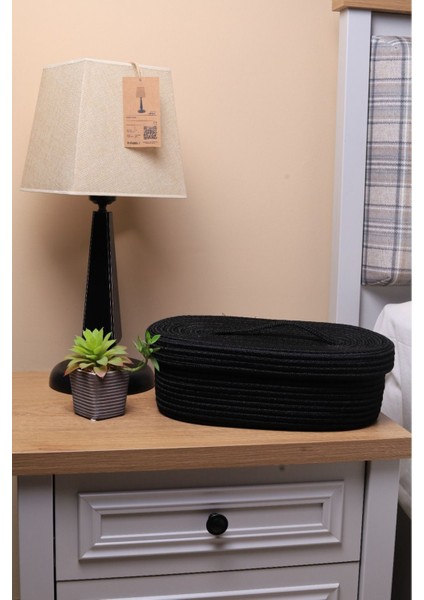 jüt Hasır Sepet Oval Kapaklı Organizer 30X20X13 fiyatları