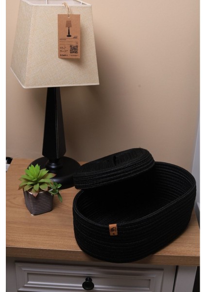 jüt Hasır Sepet Oval Kapaklı Organizer 30X20X13 fırsatları